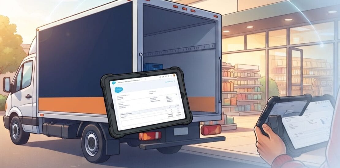 Commercial delivery truck on the road, representing direct store delivery and fleet operations